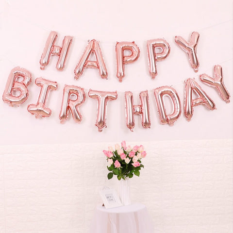 16 inches 13pcs/set happy birthday Rose Gold Sliver Number Foil Balloons Large For Birthday Party Wedding Decoration
