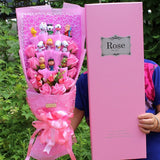 Lovely Cartoon Stitch Snoopy Plush Doll Toys Snoopy PVC Bouquet Artificial Flowers Valentine's Day Wedding Party Decoration Gift