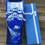 Lovely Cartoon Stitch Snoopy Plush Doll Toys Snoopy PVC Bouquet Artificial Flowers Valentine's Day Wedding Party Decoration Gift